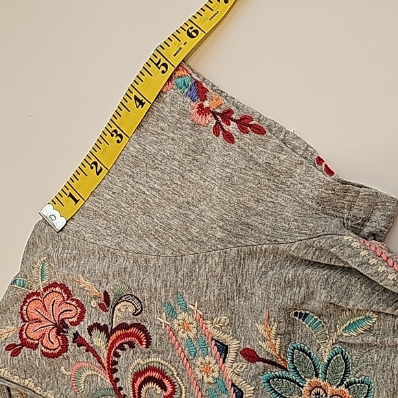 Johnny Was Tua Knit Drape Top Shirt Blouse Short Sleeve V-neck Pullover Floral S - Picture 15 of 16